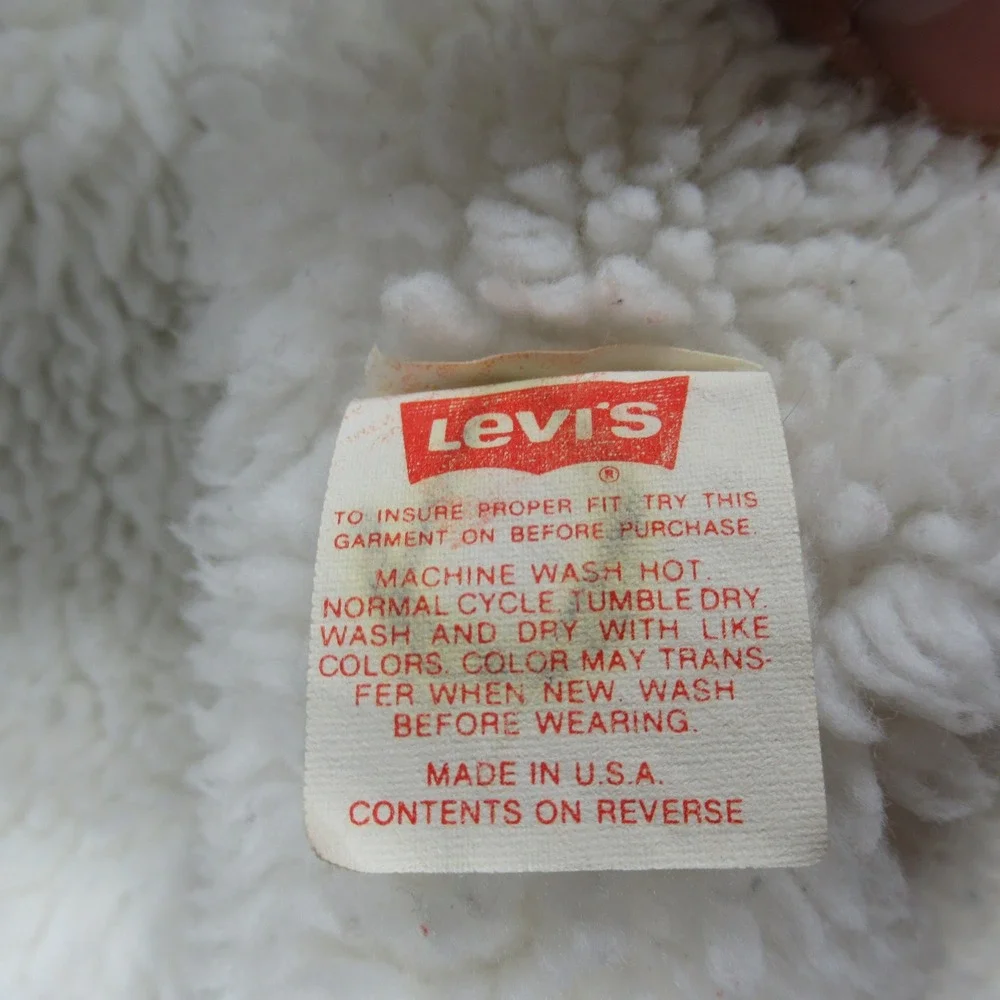 Levis Jacket Mens Large Light Wash Sherpa Lined Trucker USA VTG 80's FADE‎ Rare - Picture 5 of 15